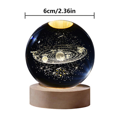 3D Crystal Ball Night Light Glowing Planetary Galaxy Astronaut Table Lamp USB Powered Bedside Light Desktop Decor Christmas Gift